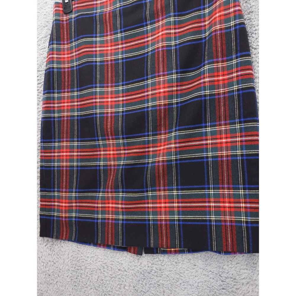 J.Crew The Pencil Skirt Women 8 Black Red Plaid Wool Blend Knee Length Lined - Picture 3 of 10